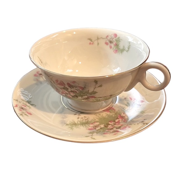 Vintage Apple Blossom - Footed Cup & Saucer Set by Haviland (New York) - Picture 2 of 5